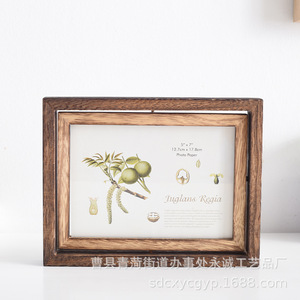 <b>Double</b>-Sided Rotating Wooden <b>Photo</b> <b>Frame</b> 5x7 Inch Tabletop Rectangular Horizontal Design For Home Decor - Product Image 2