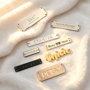 Custom Brand Logo Metal Sewing Label Engraved Plated Seawater Resist <b>Tag</b> for Swimwear Apparel - Product Image 2