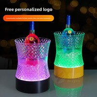 Seau à glace lumineux LED rechargeable, design moderne transparent en PC, grand et petit format, pour bar et spiritueux