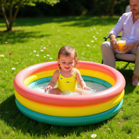 Piscine gonflable en forme de cercle en PVC pour enfants, utilisation intérieure et extérieure, jeux aquatiques, diamètre 61 cm, couleurs coucher de soleil, kits de réparation