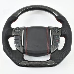 Volant sport en fibre de carbone forgée et cuir perforé pour Land <span class=keywords><strong>Rover</strong></span> Discovery 4 Lr4 Defender 2009 2010 2011 2012 2013 - Product Image 4