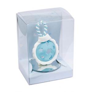 Atrapasueños Azul Claro, Hecho a Mano, Estilo Art Deco Moderno, de Metal, Bambú y Plumas, para Colgar - Product Image 2