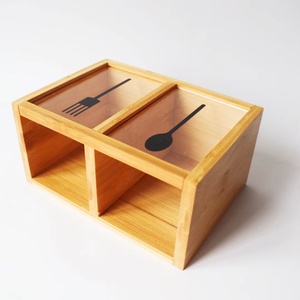 竹製カトラリーホルダー仕切り付き、箸立て、キッチン調理用食器、トング、カトラリー、フォーク、スプーン、調理器具ホルダー - Product Image 4