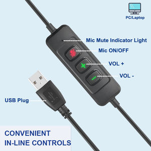 Lantronlife LL-X3D מעל אוזניות אוזניות עם מיקרופון קווית USB עבור שירות לקוחות PC centre אביזר - Product Image 6