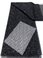Tissu en dentelle de Dubaï avec pierres, 100% polyester, broderie luxueuse, élégante décoration de vêtements, motif floral