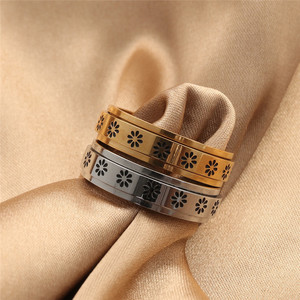 yunnique Men's Stainless Steel Flower <b>Ring</b> Silver Gold Retro Geometric Design Gift Jewelry 280681 - Product Image 1