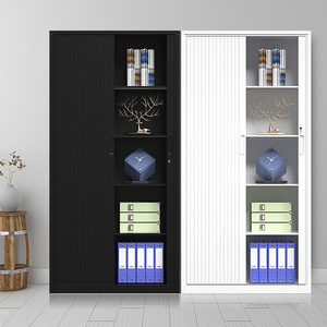 Promotion : Armoire de classement métallique moderne noire à 2 portes coulissantes à volets roulants en acier - Product Image 2