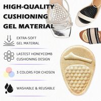 Alas Kaki Wanita Nyaman dari Silikon Gel PU, Bantalan Setengah Sol untuk Bagian Depan Kaki, Pereda Plantar Fasciitis, Penyerap Guncangan, Buatan Cina