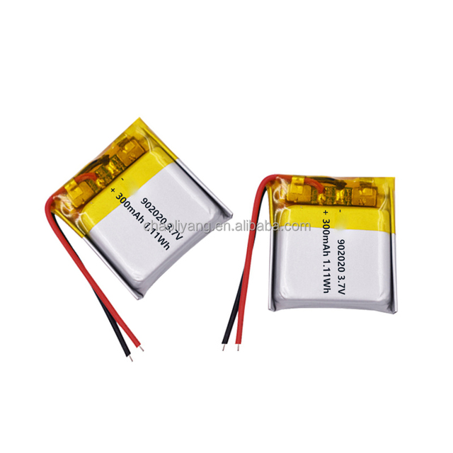 902020 Rechargeable 300mAh Li-Polymer 3.7V Battery Pack Pouch Lithium Ion Li-SO2 Batteries