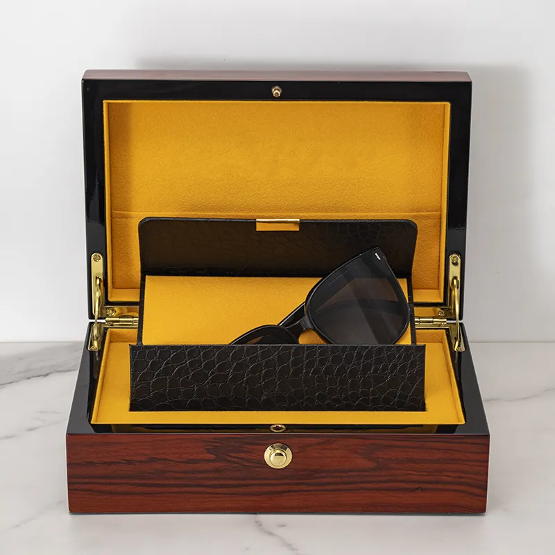 Высококачественный деревянный чехол для солнцезащитных очков из искусственной кожи с индивидуальным логотипом для женщин, мужчин, детей, Роскошный чехол для солнцезащитных очков