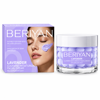 Crème hydratante pour le visage à la lavande avec logo personnalisé, crème apaisante à base de plantes pour les peaux sensibles, vente en gros