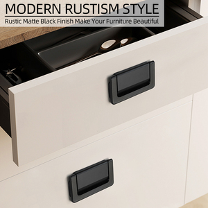 Oukali Modern moda mobilya çekmece kabin çekme kolu mutfak Dresser siyah 64mm gizli çeker çinko kolları - Product Image 6