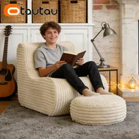 Housse de pouf en forme de L en fausse fourrure épaisse inclinable moderne OTAUTAU SF460 sans rembourrage, housse amovible