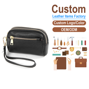 New Arrival Genuine Leather Women's <b>Wristlet</b>, Top Grain Cowhide Triple Zip Coin Purse, OEM/ODM Custom Factory, Portable Handbag - Product Image 2