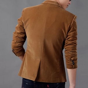 Nouvelles Vestes de <span class=keywords><strong>Costume</strong></span> pour Hommes, Unies, Coupe Slim, à un Bouton, Tenues Habillées, Blazers Décontractés en <span class=keywords><strong>Velours</strong></span> Côtelé pour Hommes - Product Image 6