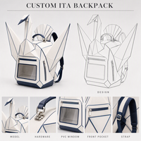 Sac à dos Ita Bag personnalisé en forme de grue d'origami, avec panneau à facettes bleu marine, fabrication d'échantillons OEM ODM, vente en gros