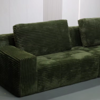 Canapé modulaire moderne vert côtelé compressé sous vide en mousse, mobilier de salon en gros pour appartement et hôtel