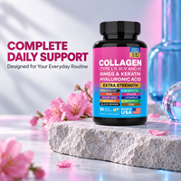 Capsules multi-collagène antioxydantes 14 en 1 avec vitamine C, kératine, acide hyaluronique et biotine pour adultes