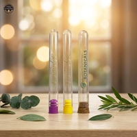 Tubes à essai en plastique PS avec bouchon en liège personnalisés avec logo pour l'emballage de thé, d'épices, de fleurs et d'échantillons premium