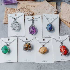 Collier en bambou tressé avec pendentif en <span class=keywords><strong>pierre</strong></span> brute de cristal naturel pour cadeau - Product Image 4