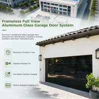 Porte de garage de villa sans cadre, sectionnelle, en aluminium et verre, vue panoramique, moderne, en verre trempé, couleur et taille personnalisées, économie d'énergie, certifiée CE