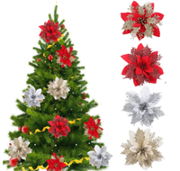 Têtes de fleurs de Noël artificielles en PE en gros, fausses fleurs décoratives classiques pour la décoration de Noël à la maison et à l'hôtel