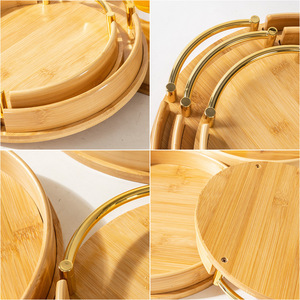 Plateau rond pour hôtels, salons de thé, maisons d'hôtes, usage domestique, petit-déjeuner, tasses à thé et usage commercial (gâteaux, pain, café, thé). - Product Image 4