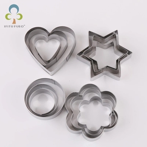 12 unids/set de acero inoxidable galleta Cookie bricolaje molde corazón estrella flor redonda forma cortador molde de hornear herramientas <span class=keywords><strong>GYH</strong></span> - Product Image 4