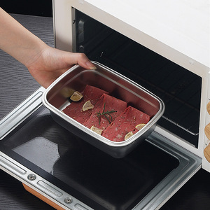 304 Stainless Steel Food Storage <b>Container</b> Rectangle Airtight Lid Travel Use - Product Image 4