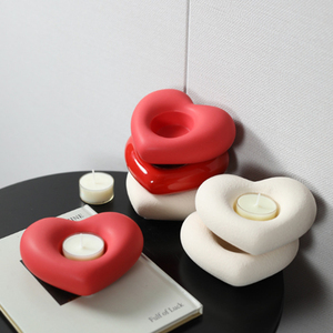 Bougeoir en céramique Cœur d'amour <span class=keywords><strong>moderne</strong></span>, joli porte-bougie chauffe-plat en porcelaine pour mariage et décoration intérieure - Product Image 5