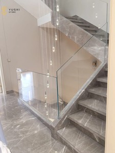 YUSHI <span class=keywords><strong>Dora</strong></span> nuage gris marbre marches d'escalier intérieur de Villa moderne avec solution de conception graphique de grande dalle polie pour les projets - Product Image 3