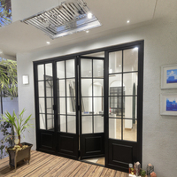 Portes d'entrée en alliage d'aluminium de style rétro français, finition moderne, coupe-vent, pour villa, balcon, double porte extérieure à quatre panneaux