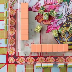 Vente en gros mini nouvelle couche artistique vert personnalisé bambou voyage Mahjong ensemble 160 gravé luxe acrylique américain Mahjong tuiles - Product Image 4