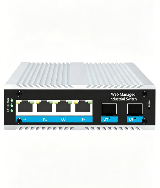 6-Port Industrial PoE Switch, Layer 2 Managed Ethernet Switch with 2 SFP Slots