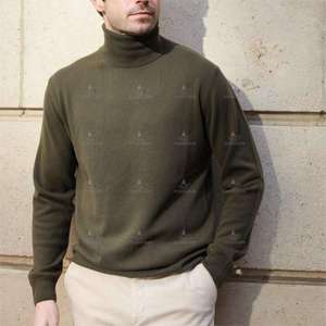 Tricots en cachemire de Mongolie intérieure pure personnalisé pour hommes, <span class=keywords><strong>col</strong></span> <span class=keywords><strong>roulé</strong></span> doux et chaud, tricoté 100% pulls en laine mérinos pour hommes. - Product Image 1