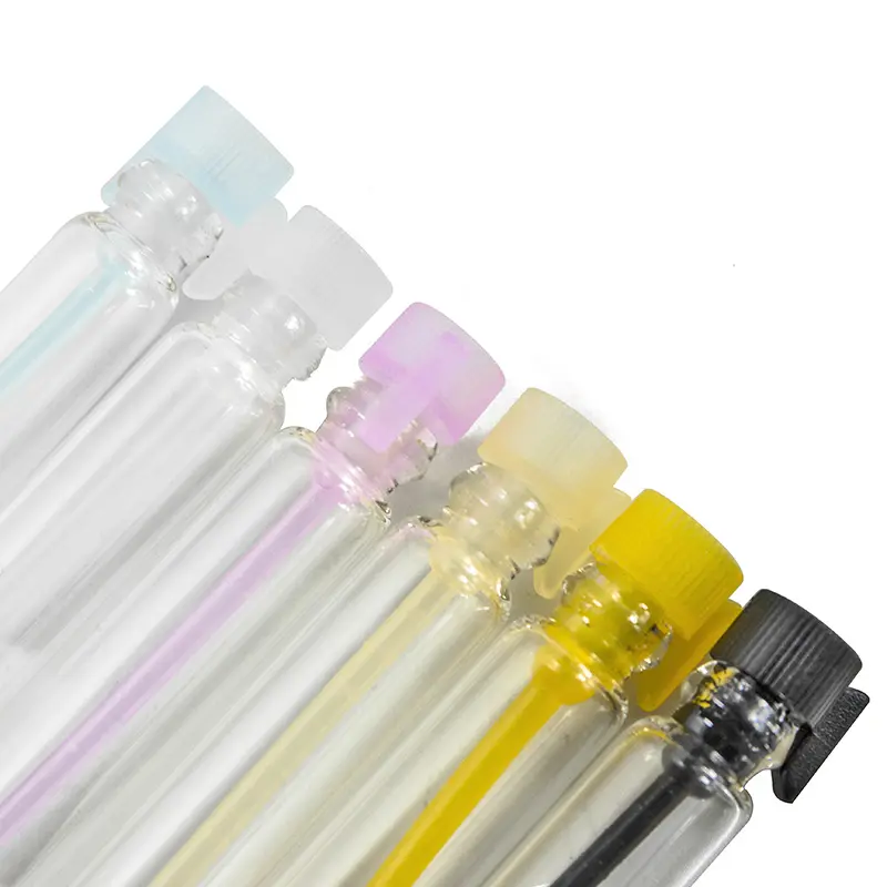 1Ml 2Ml 3ml açık veya amber parfüm örnek plastik dabber cam testi parfüm flakon ile Test tüpü cam flakon