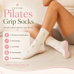 <span class=keywords><strong>Chaussettes</strong></span> de Pilates personnalisées à mi-mollet avec grip, <span class=keywords><strong>chaussettes</strong></span> de yoga <span class=keywords><strong>antidérapantes</strong></span> pour femmes avec semelle en silicone pour le Pilates, le yoga et le fitness quotidien - Product Image 1