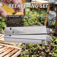 Imkerei-Werkzeugset: Manuelles Holz-Edelstahl-Equipment mit Honigwabenrahmen-Drahtspanner für Bienenstöcke auf dem Bauernhof
