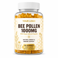 Gummies de pollen d'abeille en marque blanche OEM 1000mg avec gelée royale et propolis, 60 unités