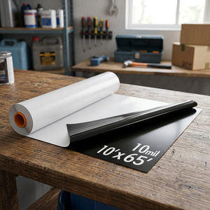 10 Mil 10'x65' Crawl Space Vapor Barrier Black White Heavy Duty Plastic Sheeting Basement <b>Waterproofing</b> - Product Image 2