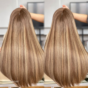 Vente d'usine 20 "soyeux droite 100% attachée à la main perruque de cheveux européenne luxe HD cheveux slaves dentelle haut perruque casher en Stock - Product Image 3