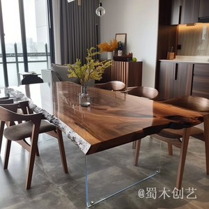 Table à manger rectangulaire en <span class=keywords><strong>bois</strong></span> de <span class=keywords><strong>noyer</strong></span> noir d'Amérique du Sud, grande planche, table à thé en <span class=keywords><strong>bois</strong></span> massif, bureau, ensemble pour la maison - Product Image 2