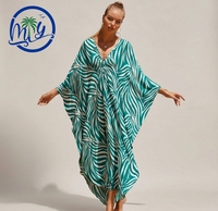 Robe longue de plage imprimée ample, cache-maillot de bain, caftan, maillot de bain pour femme, logo personnalisé, faible MOQ