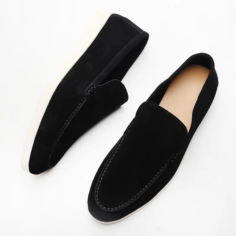 Factory Wholesale black suede loafer men shoes flat casual shoes leather shoes for men
