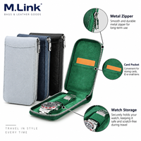 Étui de voyage de luxe en cuir PU pour montres avec intérieur doux, support pour montres, organisateur à fermeture éclair, fournisseur OEM ODM