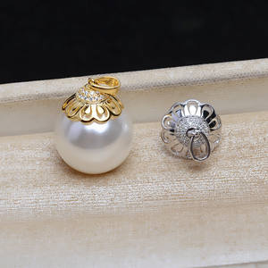 จี้รูปหมวกหุ้มเงินแท้ S925 รุ่น JG5208 สำหรับผู้หญิง ใช้ตกแต่งด้วยไข่มุก DIY  ฐานเปล่าขนาด 14-17 มม. สำหรับใส่เครื่องประดับบนศีรษะ  วัสดุสำหรับทำเครื่องประดับ - Product Image 1