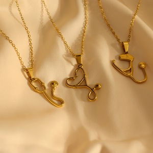 Hot Bán Sáng Tạo Y Tá Bác Sĩ Y Tế Ống Nghe Thép Không Gỉ Vòng Cổ Chuỗi Vàng Vòng Cổ Món Quà Ý Tưởng - Product Image 4