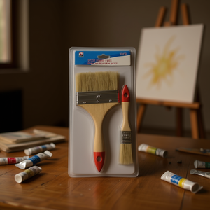 MNJ 2 Piece <b>Paint</b> Brush <b>Set</b> 2 Pcs Wooden Handle With Natural Bristles For Painting - Product Image 2