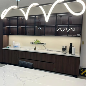 Moderno Design personalizzato tavolo in marmo Topcoat MDF PVC modulare armadio da cucina con porta in vetro pronto per il montaggio-per uso da pranzo centro commerciale - Product Image 1