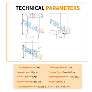 High Quality Telian TLS44106 70A Multi-Purpose Brass PCB Terminal Connector Screw Terminals for PCB Welding - Product Image 5
